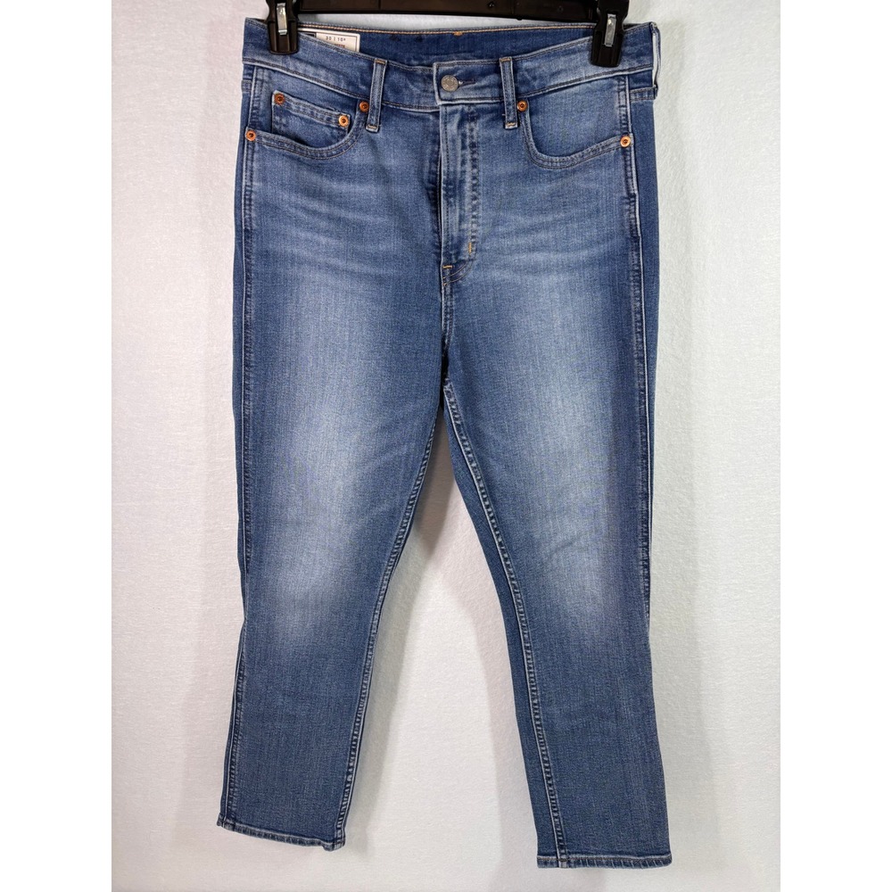 Gap High Rise Cigarette Jeans Medium Indigo Blue Denim 30 10R 660537-00